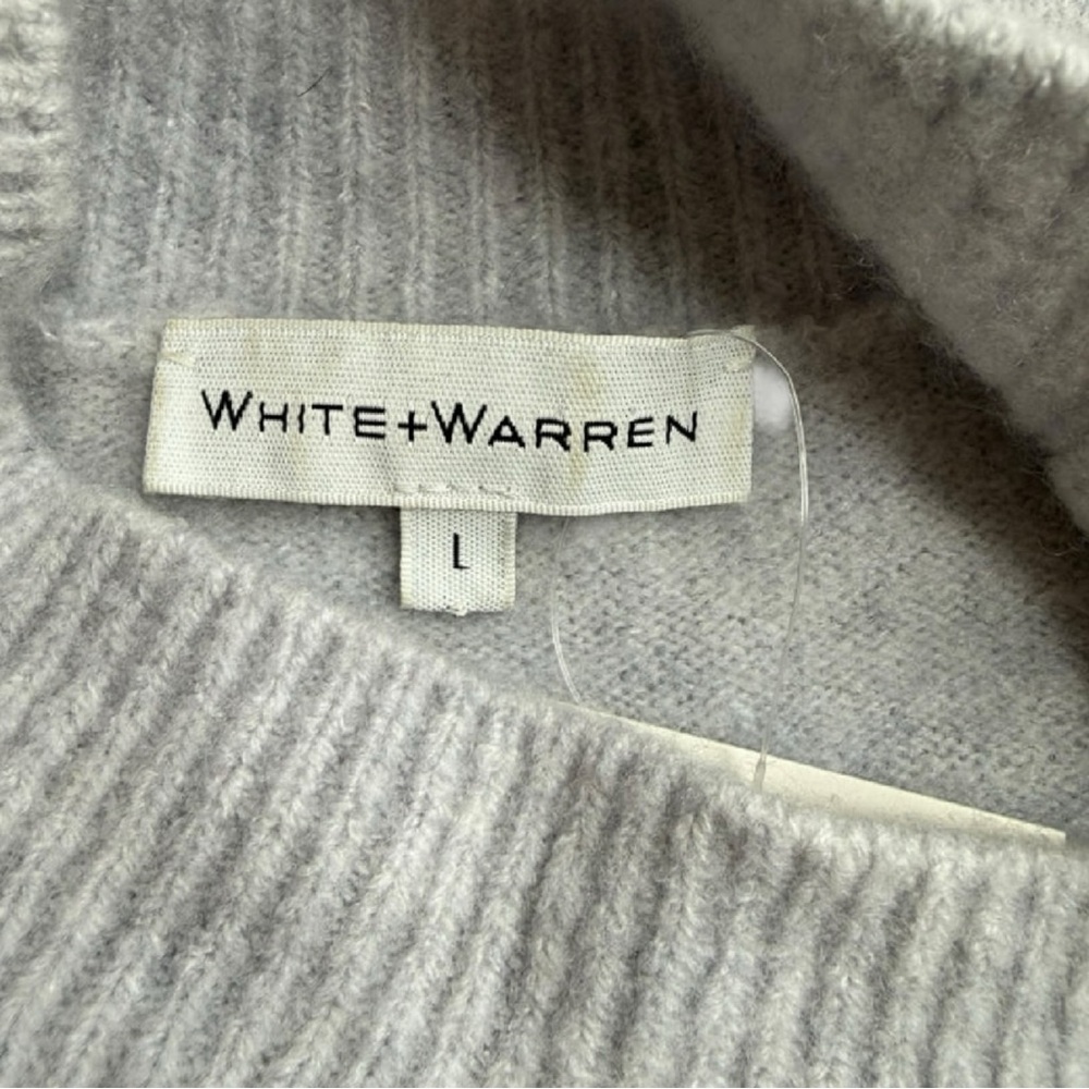 WHITE + WARREN Gray Cashmere Blend Mock Neck Sweater Size L - Picture 5 of 8